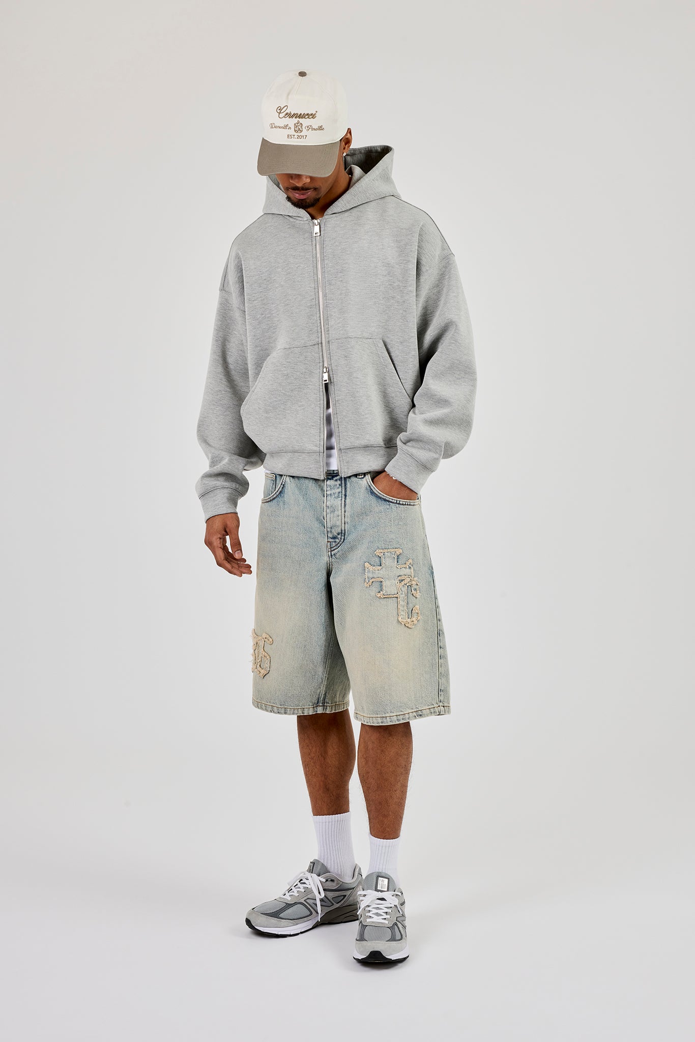 Denim Applique Jort - Antique Wash